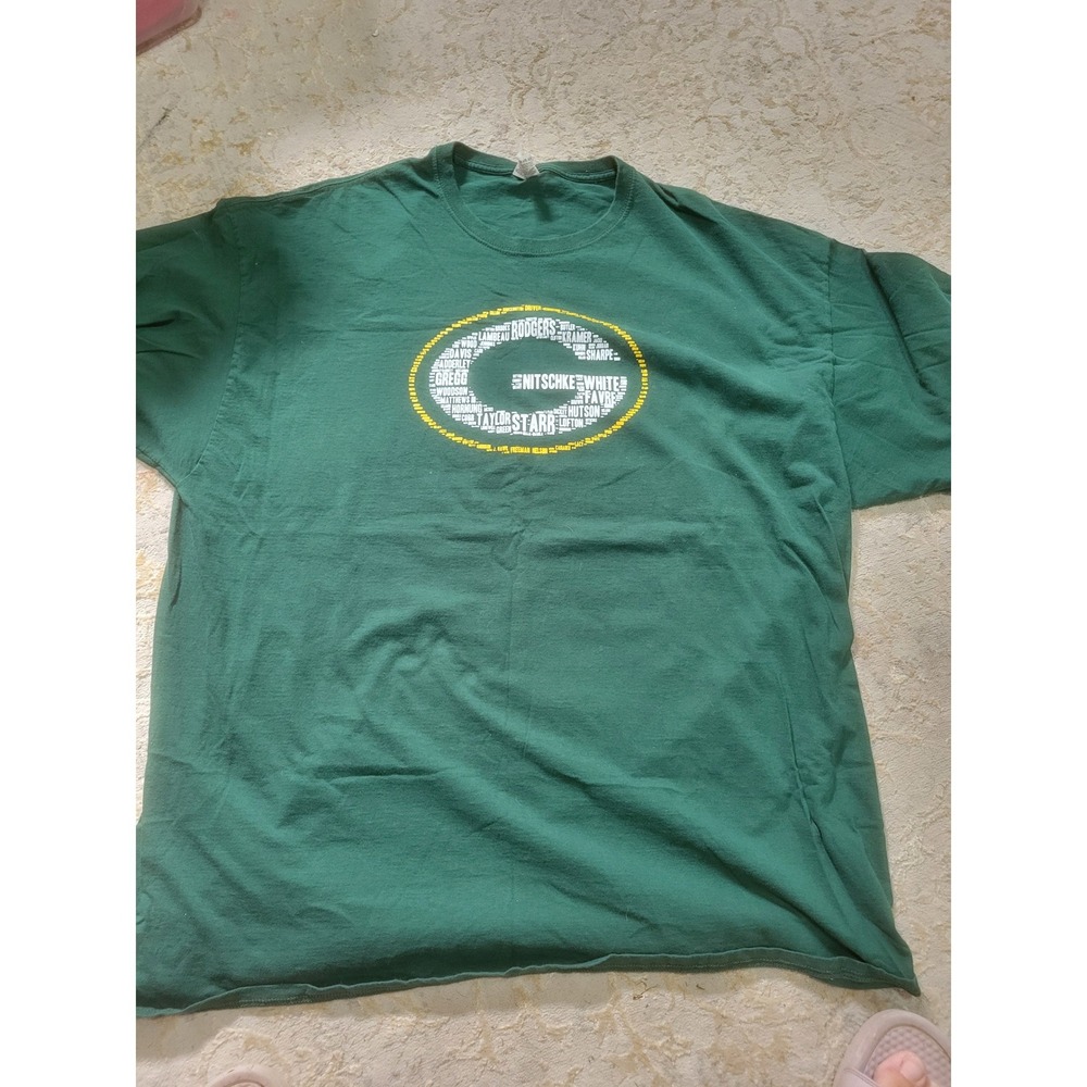 Green Bay Packers Fruit of the Loom Graphic T-Shirt‎ Green 3XL Player Names rare